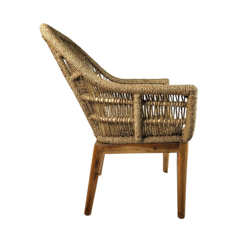 ANNA  COD 657095 Καρέκλα φαγητού από ξύλο teak και φυσικό σχοινί seagrass.  Διαστάσεις: 65x70x95  