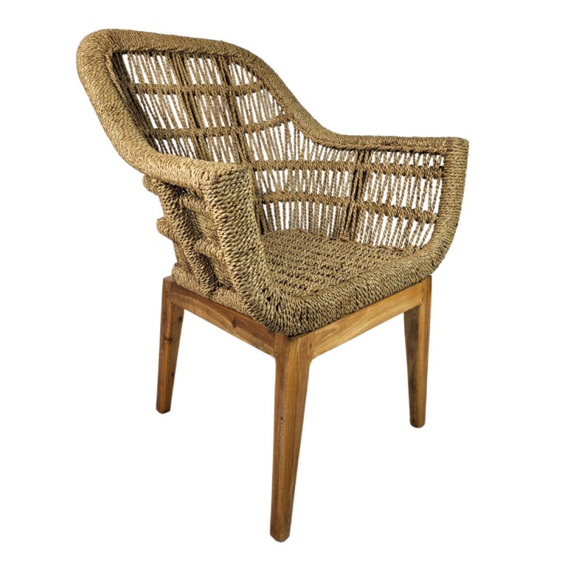 ANNA  COD 657095 Καρέκλα φαγητού από ξύλο teak και φυσικό σχοινί seagrass.  Διαστάσεις: 65x70x95  