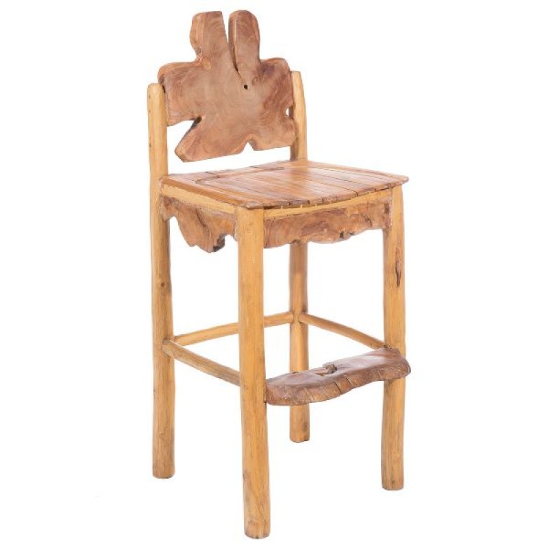 BS-43 Σκαμπώ μπαρ με πλάτη ρίζα teak  Διαστάσεις:45x45x75