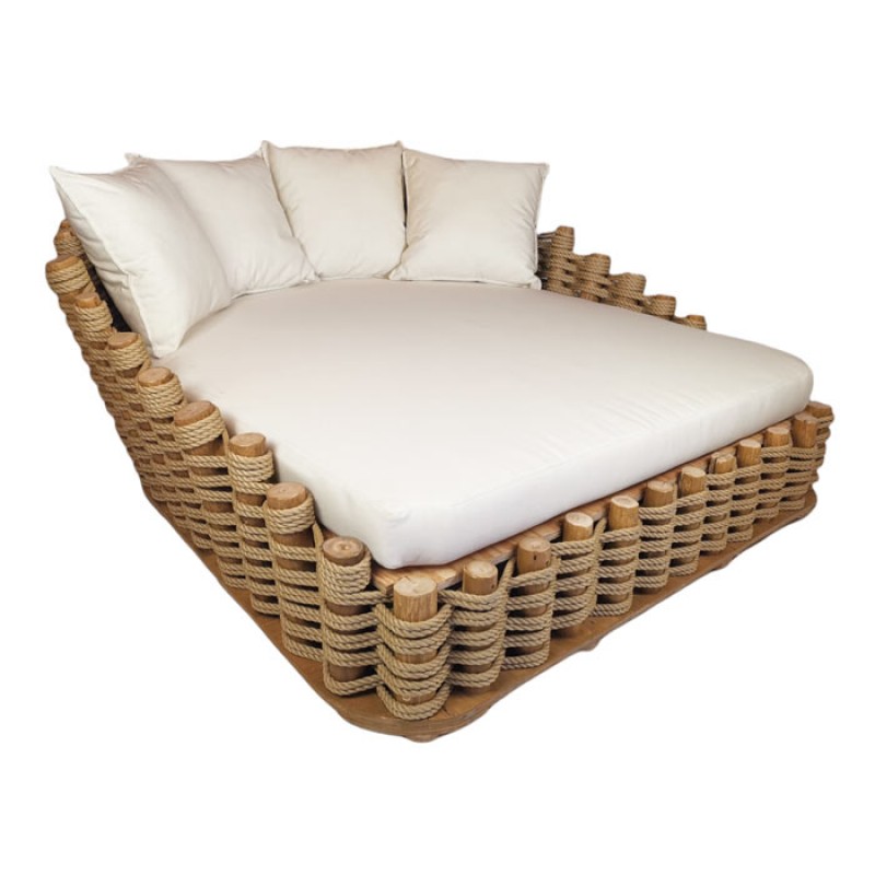 EXOTIQ  DB-15 Καναπές κρεβάτι από Αυστριακό πεύκο και μοναδικό design από φυσικό σχοινί.  -Διαστάσεις: 170x150x70 