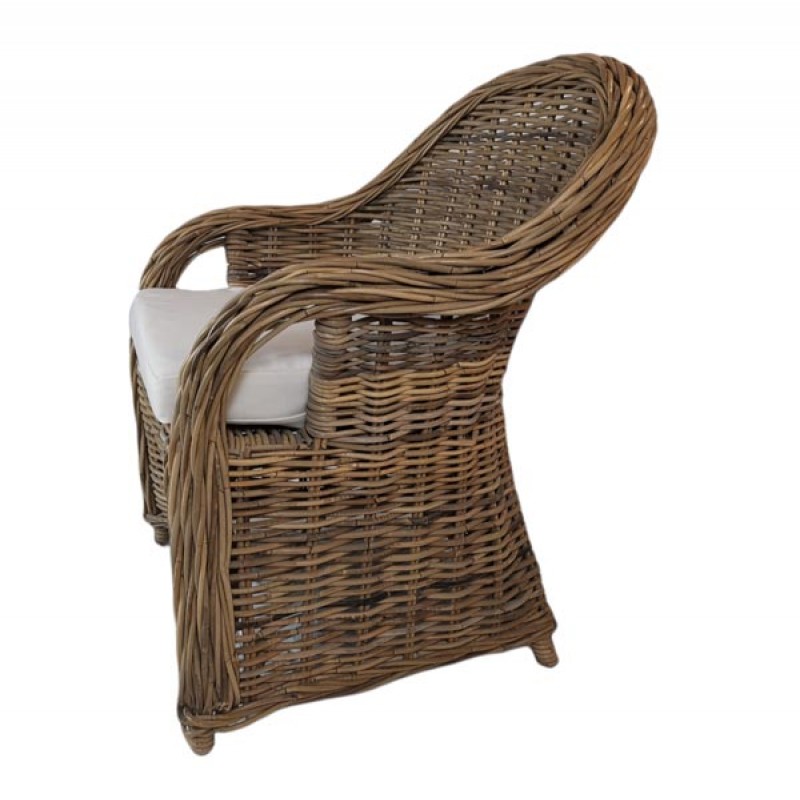 ELENA Πολυθρόνα εξωτερικού χώρου  από πλεκτό Rattan σε φυσικό χρώμα.   80Χ80Χ90cm 