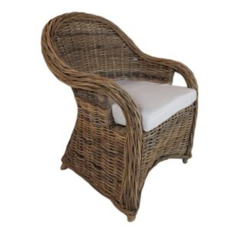 ELENA Πολυθρόνα εξωτερικού χώρου  από πλεκτό Rattan σε φυσικό χρώμα.   80Χ80Χ90cm 