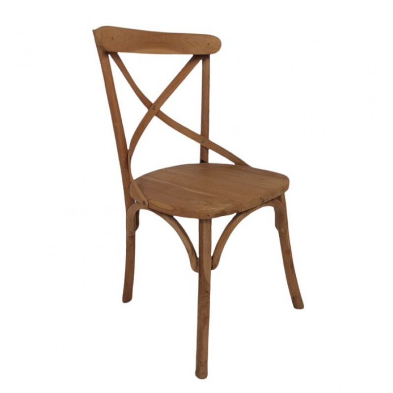  JEPARA 8788 Καρέκλα φαγητού από ξύλο teak και σχέδιο χιαστί στην πλάτη. Διαστάσεις:45x45x90  