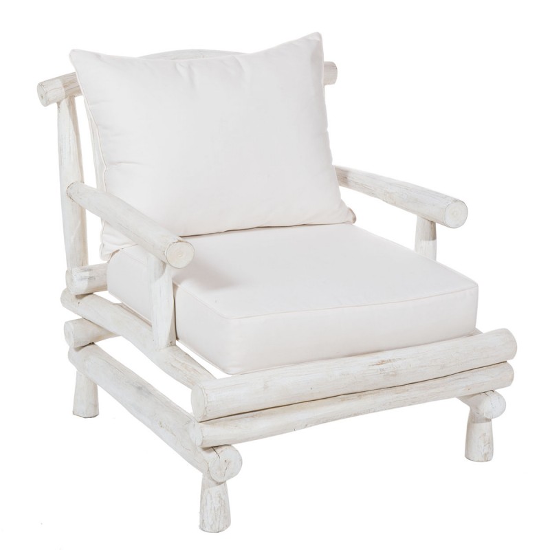 Πολυθρόνα LC-205 από ξύλο teak φυσικό χρωμα  με μαξιλαρια   Διαστάσεις:80x80x85 