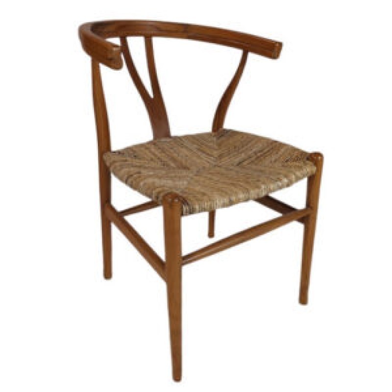 LC-4031  Καρέκλα φαγητού από ξύλο teak και φυσική ψάθα στο κάθισμα.  Διαστάσεις:60x60x75