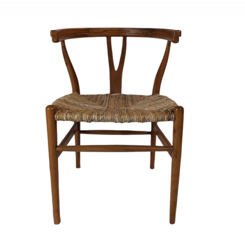  LC4403 Καρέκλα φαγητού από ξύλο teak και φυσική ψάθα στο κάθισμα  Διαστάσεις:60x60x75