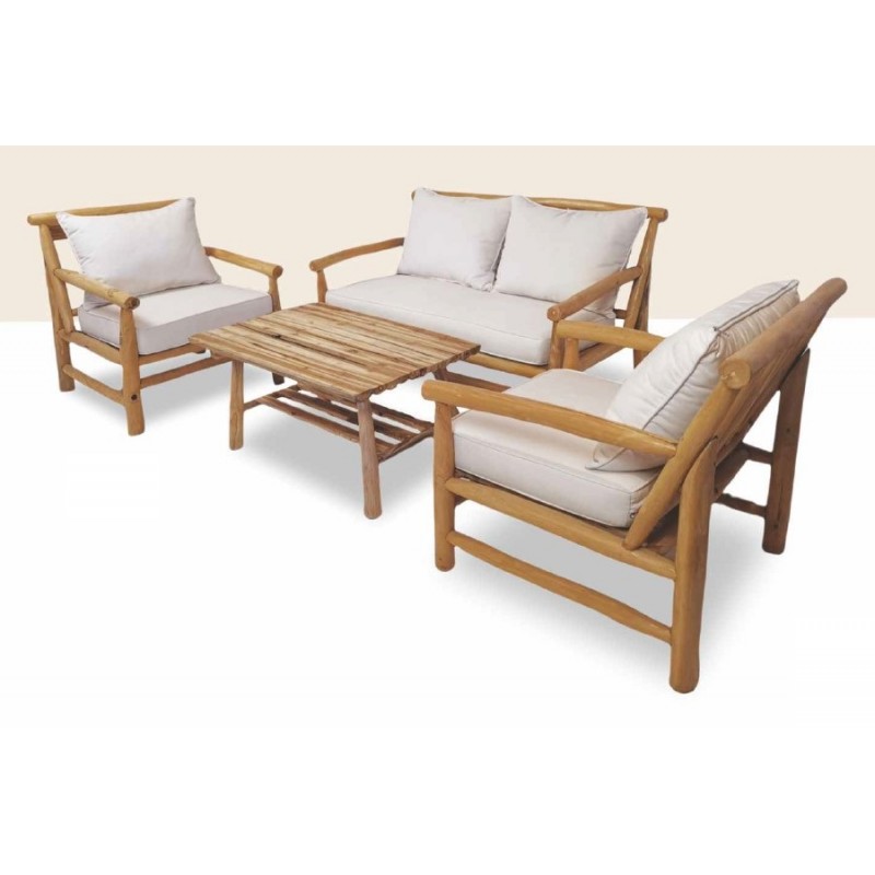 ΣΕΤ ΣΑΛΟΝΙ ΕΞΩΤΕΡΙΚΟΥ ΧΩΡΟΥ 4 ΤΜΧ ΑΠΟ ΞΥΛΟ ΤΕΑΚ ΣΕ ΦΥΣΙΚΟ ΧΡΩΜΑ PS - 5  140x80x70