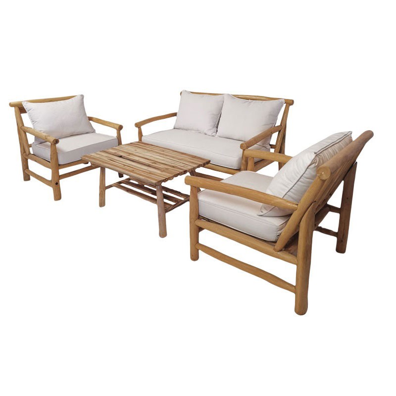 PS-5  Σετ  Σαλόνι από ξύλο teak σε χρώμα φυσικό 4 τμχ 