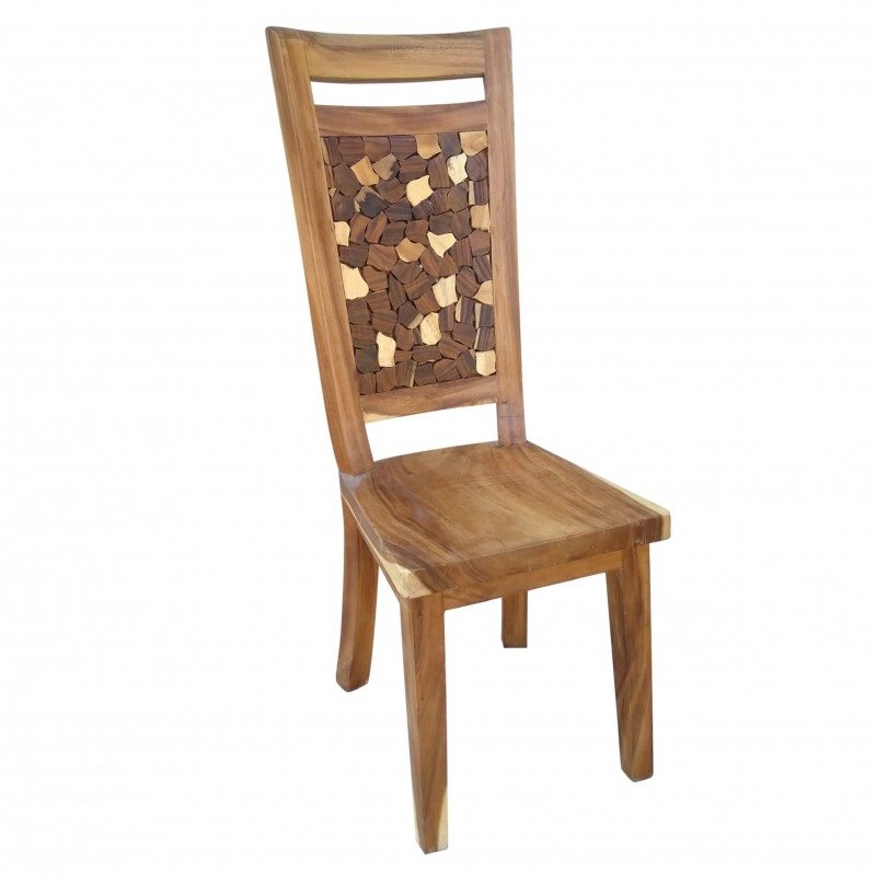 Καρέκλα Τραπεζαρίας DC - 401  από ξύλο teak με εντυπωσιακό σχέδιο Puzzle στην πλάτη.  Διαστάσεις: 50x50x110