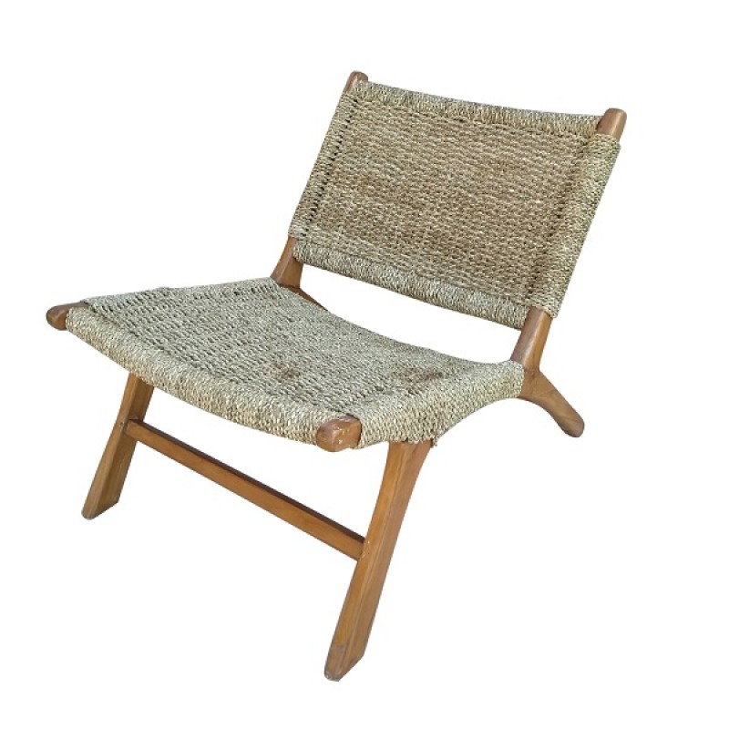 Πολυθρόνα ROXY SEAGRASS από seagrass και ξύλο teak.   Διαστάσεις: 65x65x70 cod.656570