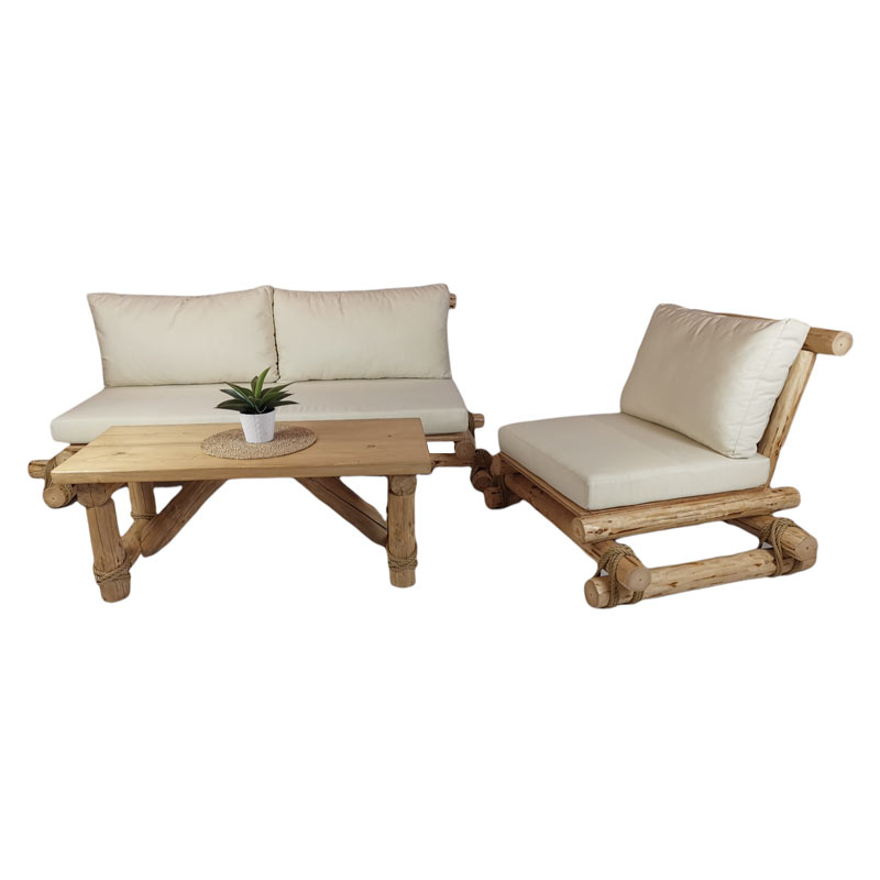 T19  Τραπέζι σαλονιού από πεύκο Αυστριακό και σχέδιο από φυσικό σκοινί Διαστάσεις:110×50