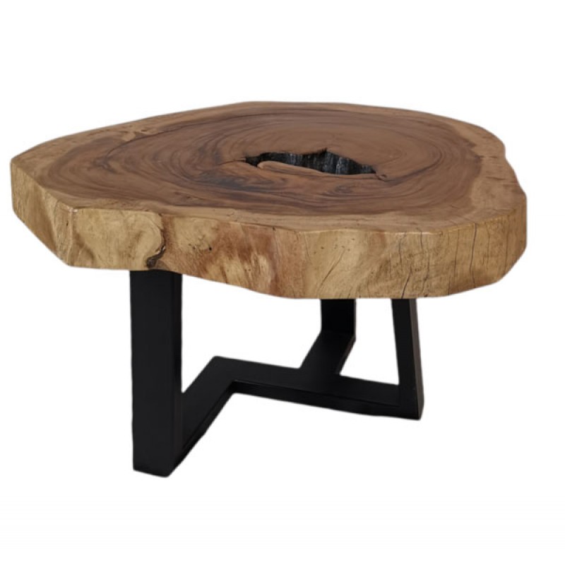 Τ-253  Τραπέζι σαλονιού ακανόνιστη επιφάνεια από ξύλο teak   Διαστάσεις:Φ75×47 