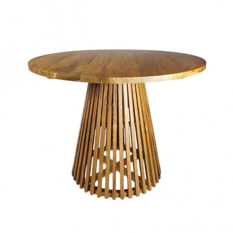 Τραπέζι μασίφ φυσικό ξύλο teak Φ100Χ75cm code  T7001