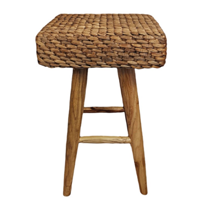 ABACA 45677   Σκαμπό μπαρ ξύλο teak και πλεκτό 42Χ42Χ70