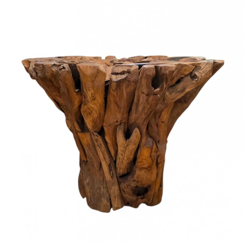 Τραπέζι μασίφ φυσικό ξύλο teak Φ130Χ75cm code T3901