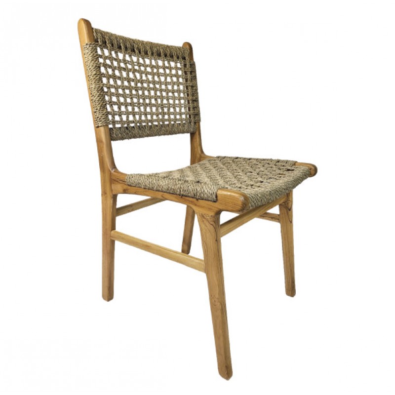 ROXY 4550909  Καρέκλα από ξύλο teak και φυσικό σχοινί seagrass.Διαστάσεις: 45x50x90  