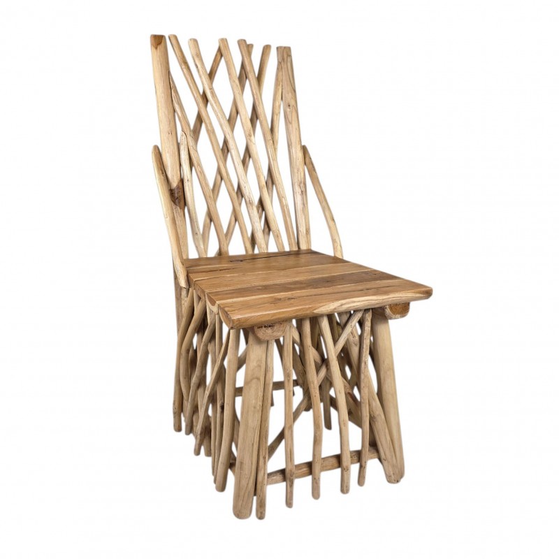 Καρέκλα κατασκευασμένη από φυσικά κλαδιά teak   DC-3141  Διαστάσεις  50x50x100 cm