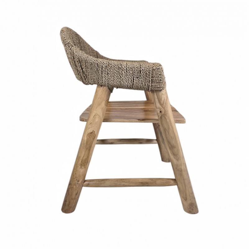 LC-591  Καρέκλα από ξύλο Teak Ινδονησίας και πλεκτό Sea Grass Διαστάσεις (ΜxΠxΥ): 55x65x80 cm