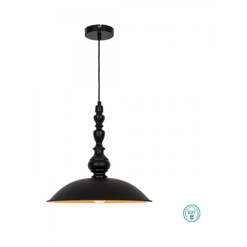Viokef Colin Μοντέρνο Κρεμαστό Φωτιστικό Μονόφωτο Καμπάνα με Ντουί E27 σε Μαύρο Χρώμα Κωδικός: 4217600