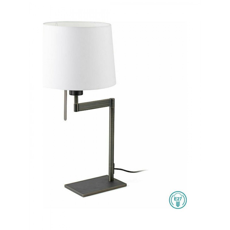 Faro Barcelona Artis Μεταλλικό Πορτατίφ για Ντουί E27 με Λευκό Καπέλο και Καφέ Βάση Κωδικός: 68488