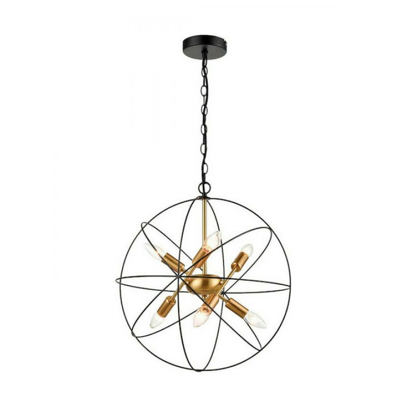 Viokef Atom Μοντέρνο Κρεμαστό Φωτιστικό Πολύφωτο για 6 Λαμπτήρες E14 σε Χρυσό Χρώμα Κωδικός: 4252000