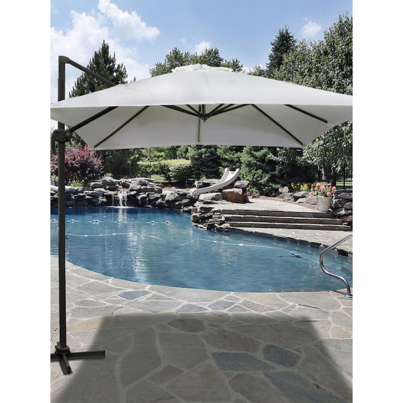 Γωνιακή Τετράγωνη Ομπρέλα Περιστρεφόμενη 360° Με Αλουμίνιο 300 cm - 186755