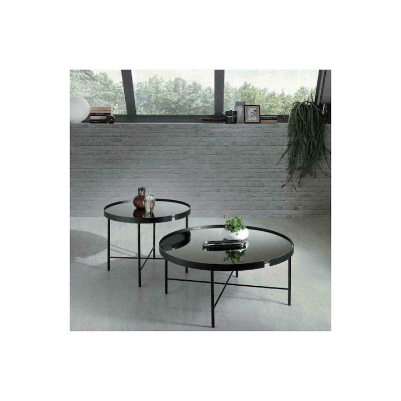 Τραπεζάκι Σαλονιού Chris Φ80x38cm Black-Smoke Capodarte Κωδικός: 37523677