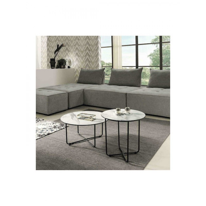 Τραπεζάκι Σαλονιού Jon Φ45x45cm White-Marble Capodarte Κωδικός: 37523696