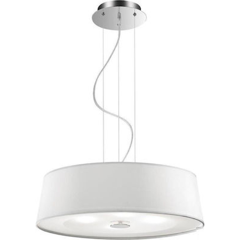 Φωτιστικό κρεμαστό HILTON SP4 μονόφωτο υφασμάτινο καπέλο Ideal Lux Λευκό - Χρώμιο 175501