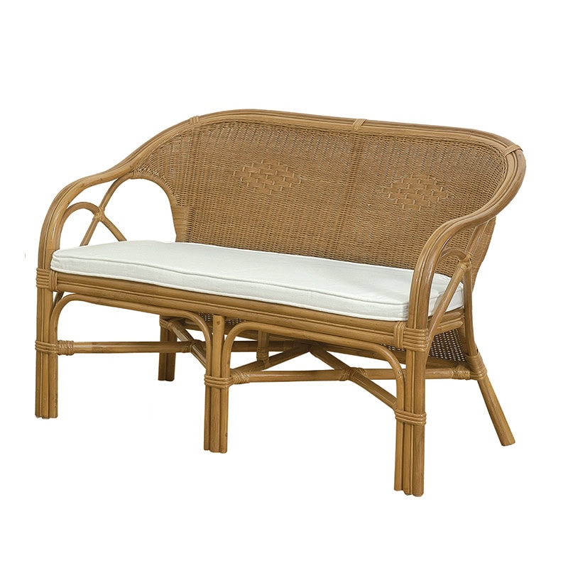 Καναπές μπαμπού διθέσιος Τίτα πλεκτός με δερμάτινα δεσίματα 20651 Διάσταση προϊόντος:125Χ79Χ63