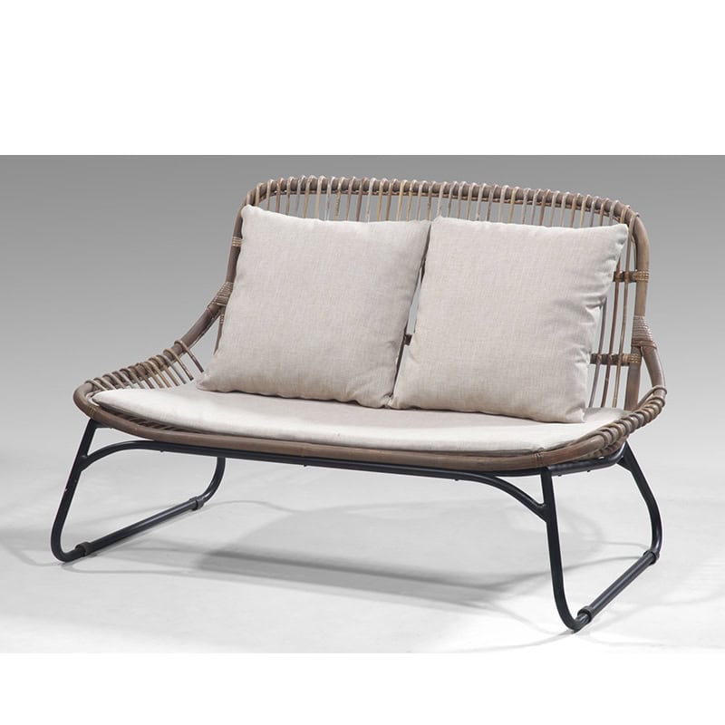 Καναπές διθέσιος από μαύρο συνθετικό Rattan – D3071 Διάσταση προϊόντος : 140X91X93