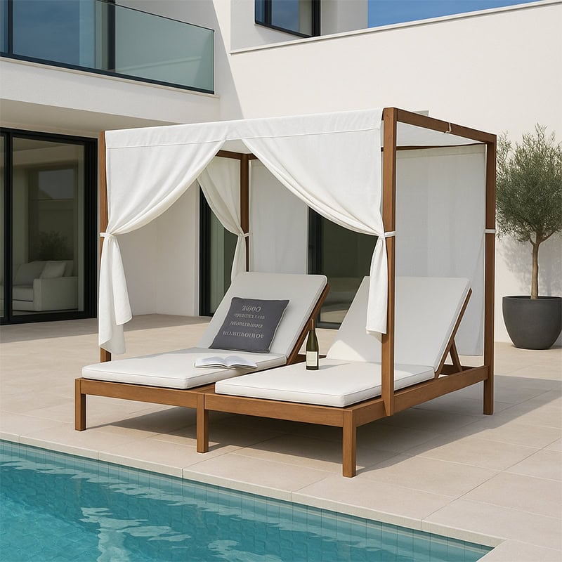 Κρεβάτι ξαπλώστρα Alabama από ξύλο ακακίας