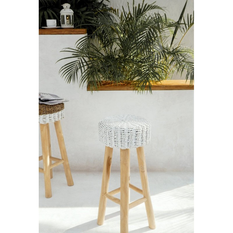 Σκαμπό bar Davos από ξύλο Teak και Seagrass– 125787 Διάσταση προϊόντος: Φ30×72