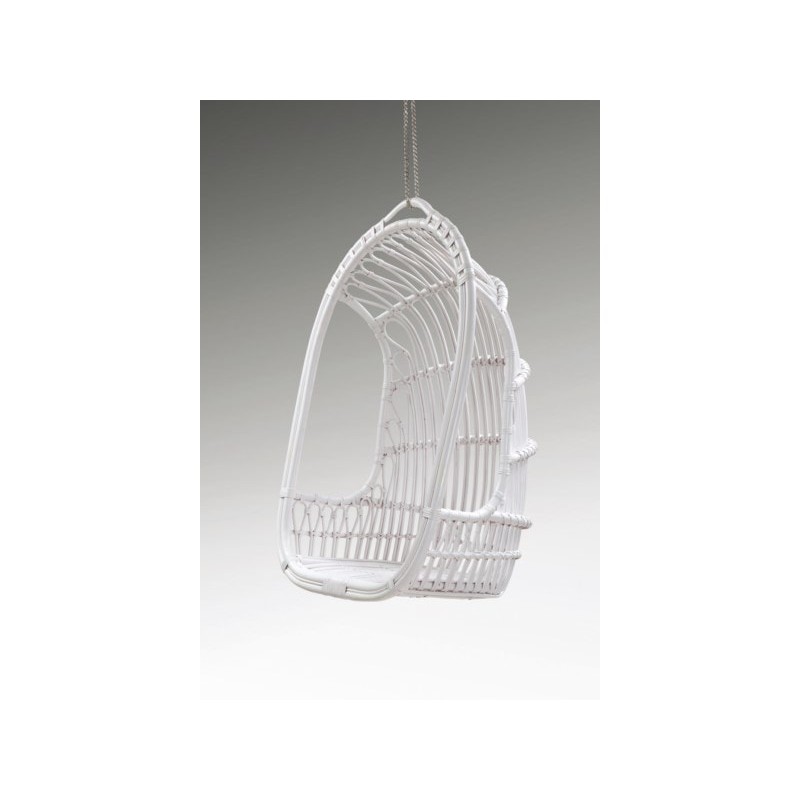 Κούνια κρεμαστή από φυσικό Rattan σε λευκή απόχρωση – 304721 W/W  Διάσταση προϊόντος: 83X59X118H