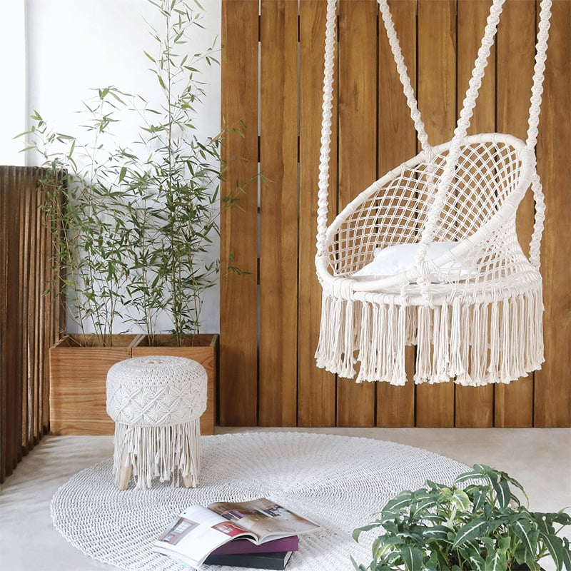 Κούνια από φυσικό Rattan και macrame – 3052231 Διάσταση προϊόντος: 60X70X150H