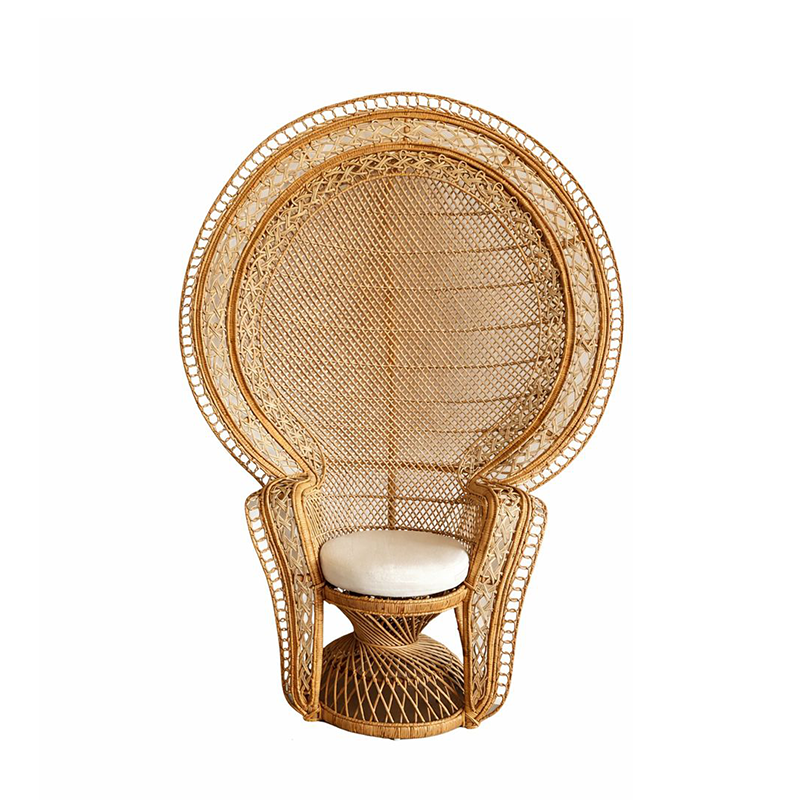 Πολυθρόνα Peacock με μαξιλάρι απο φυσικό Rattan σε φυσική απόχρωση- 320541 Διάσταση προϊόντος : 150X55X200H