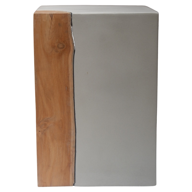 Τραπεζάκι Βοηθητικό Combo απο ξύλο Teak & Fiber Cement για Σαλόνι και Κήπο -THD130  Διάσταση Προϊόντος: 32x32x50