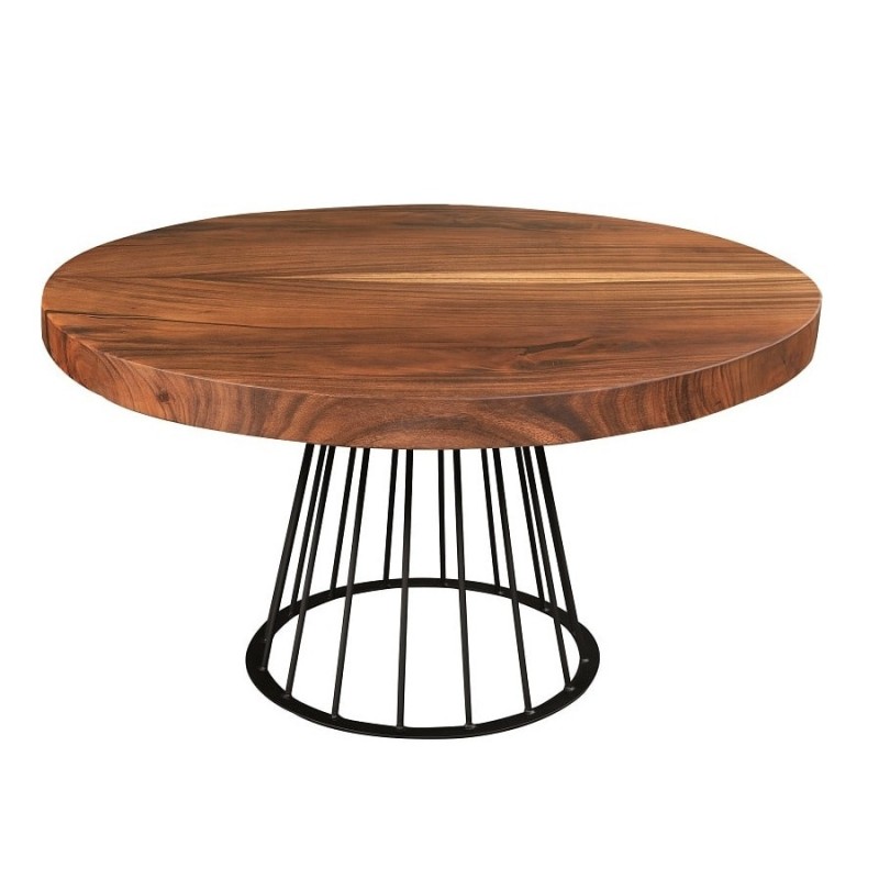 Ροτόντα τραπέζι από μασίφ ξύλο Suar και μεταλλική βάση- SUAR ROUND TABLE  Φ160X75