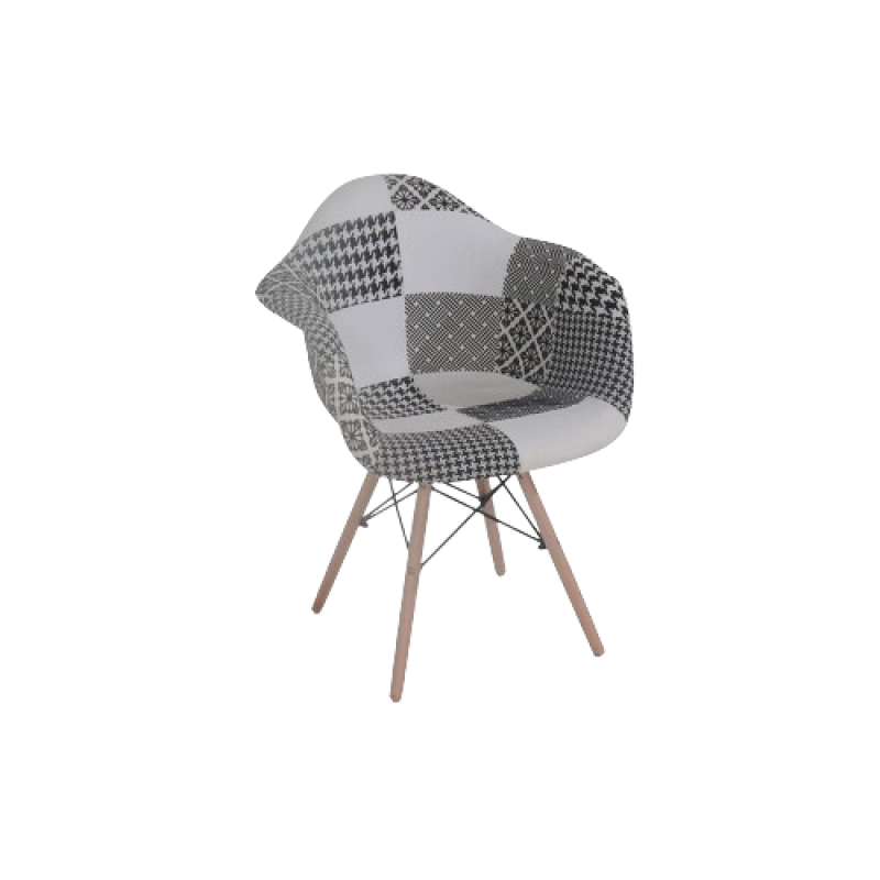 KEAMES-ARMS-PA-W πολυθρόνα ξύλο-μέταλλο patch ΛΕΥΚΟ-ΜΑΥΡΟ, 97x67x63