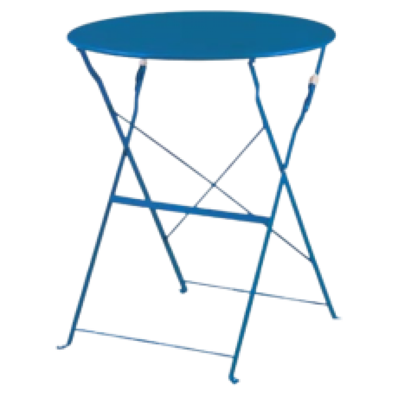 TRADITIONAL-T-ΛΑΜΑΚΙ τραπέζι κήπου μεταλλικό ΜΠΛΕ ΑΝΟΙΚΤΟ / Φ60xH71 μεταλλικό από σίδερο με βάση πτυσσόμενη    