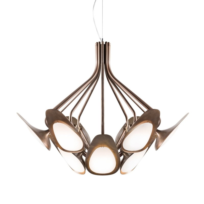 Πολυέλαιος Peacock με 12 LED Panel (Οξειδωμένος Μπρούτζος) - Kundalini  Mpn: 080250T