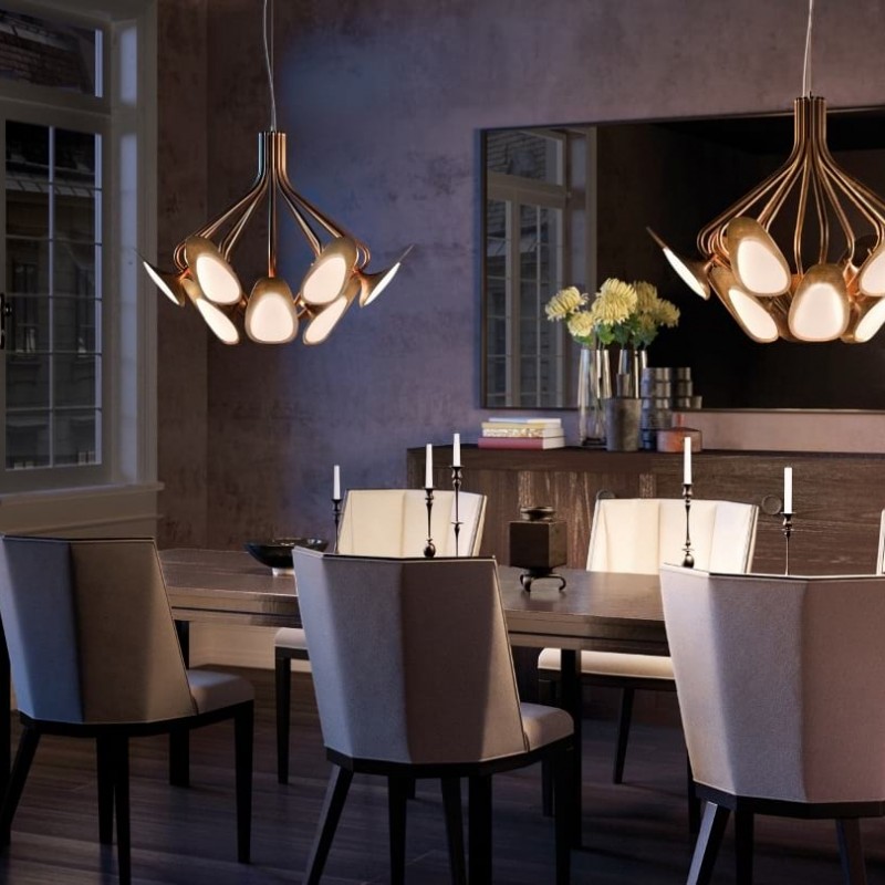 Πολυέλαιος Peacock με 12 LED Panel (Οξειδωμένος Μπρούτζος) - Kundalini  Mpn: 080250T