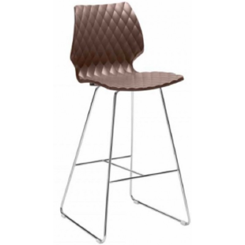 Uni 391 μεταλλικό σκαμπό bar χρώμιο με καφέ κάθισμα πολυπροπυλενιου 51x52xH108/75cm