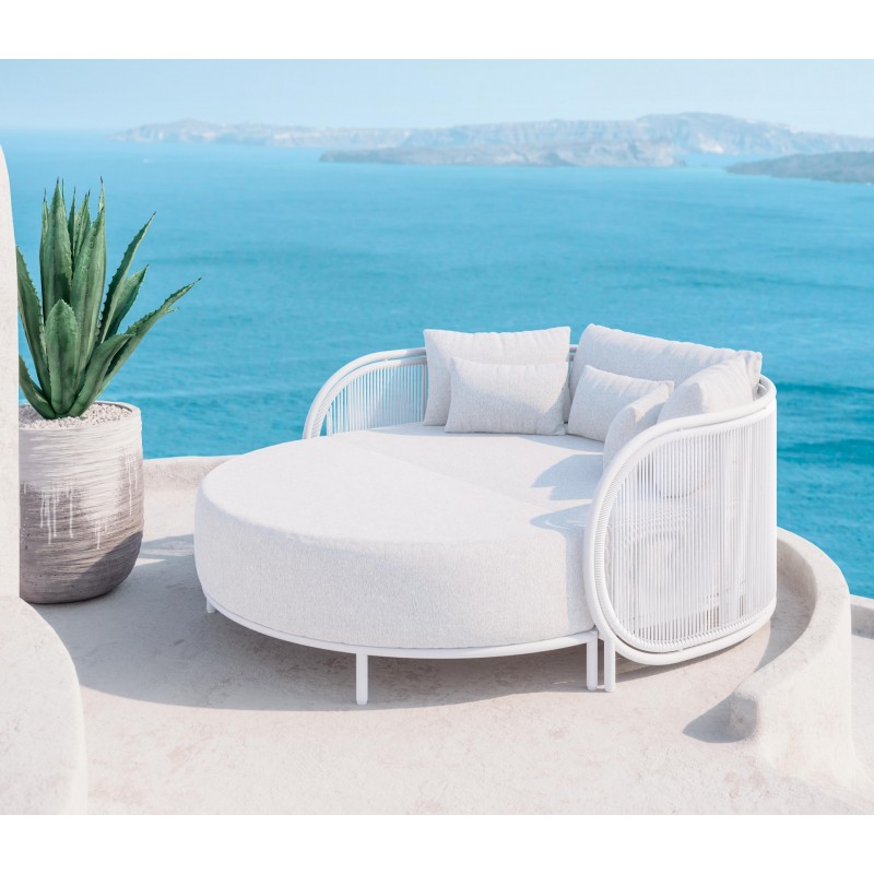 Kamari Day-Bed  -  Αλουμίνιο σε Λευκό Ματ χρώμα με Σχοινί Μήκος (σε cm): 185 Πλάτος (σε cm): 153 Ύψος (σε cm): 71