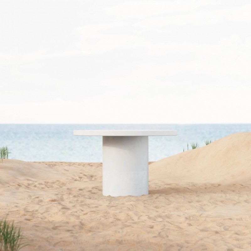 Big Sur/Τ ø122xΥ.79,5cm Τραπέζι Λευκή Πέτρα με GFRC (μπετόν οπλισμένο με ίνες γυαλιού)