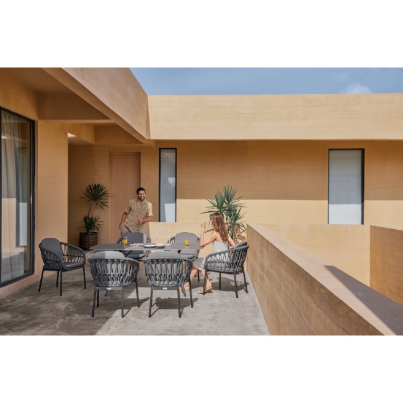 Bari/D7-Anthracite Dining Set αλουμινίου 7 τεμαχίων