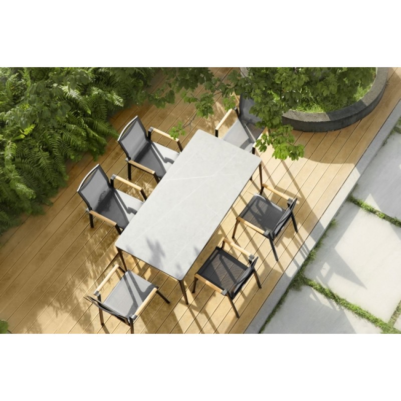 Aspen/T-180x90xh.75cm Τραπέζι Ανθρακί απο αλουμίνιο με επιφάνεια sintered stone