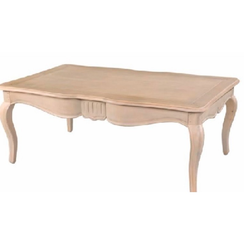 JK DF884K Τραπέζι χαμηλό - coffee table - με 3 συρτάρια. Χειροποίητο, γαλλικού τύπου από μασίφ ξύλο με πατίνα.