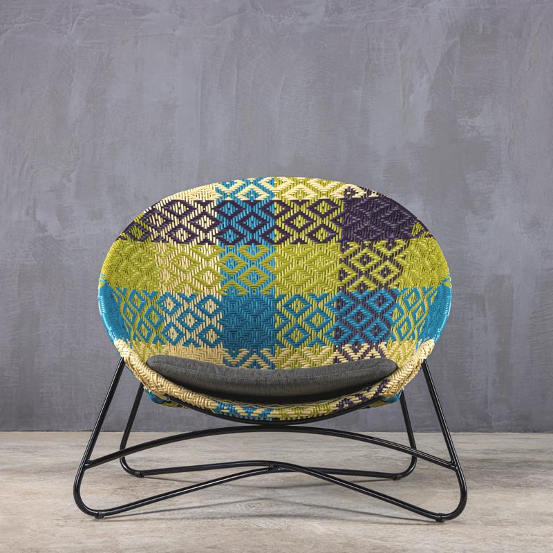 BRAZIL LOUNGE CHAIR WITH GREY CUSHION    CLTAPLBRMA115  90 × 90 × 85,5 cm (L x W x H)  - Πολυθρόνα αλουμινίου Synthetic rattan 