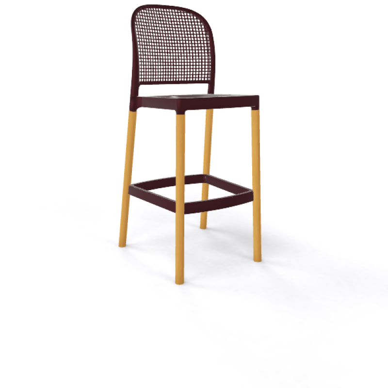 Gaber Panama BL Σκαμπό Μπαρ με κάθισμα από λευκό τεχνοπολυμέριο και σκελετό οξιά Διαστάσεις 48*59*75-114 εκ. ύψος